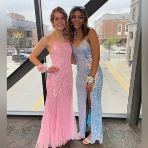 Sparkly light blue prom dress